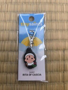 Tiny Saints Saint Rita Of Cascia CHARM NEW Lanyard Backpack Purse Gifts